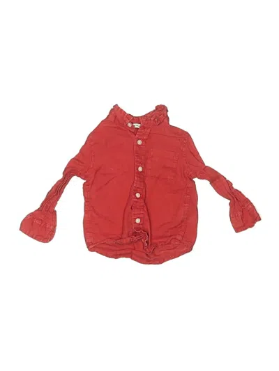 Pre-owned Janie And Jack Kids' Long Sleeve Button Down Shirt In Red