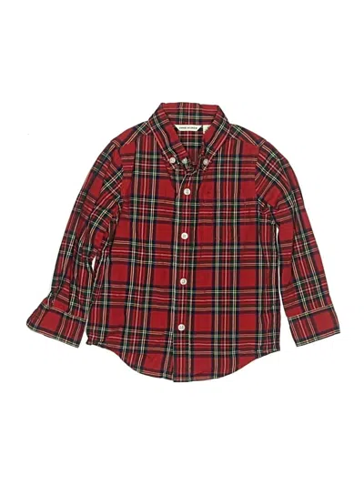 Pre-owned Janie And Jack Kids' Long Sleeve Button Down Shirt In Red