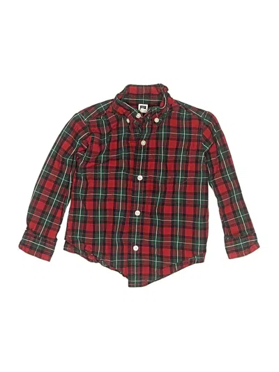 Pre-owned Janie And Jack Kids' Long Sleeve Button Down Shirt In Red