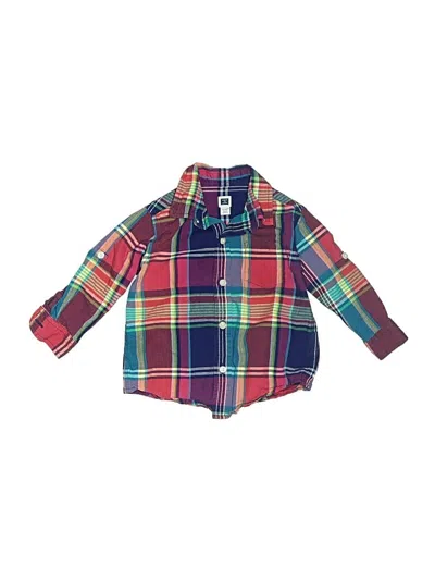 Pre-owned Janie And Jack Kids' Long Sleeve Button Down Shirt In Red