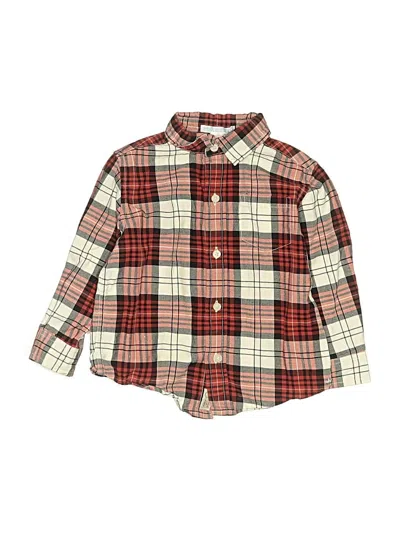 Pre-owned Janie And Jack Kids' Long Sleeve Button Down Shirt In Red