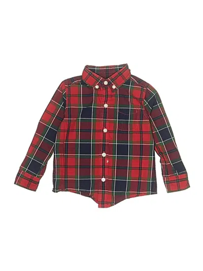 Pre-owned Janie And Jack Kids' Long Sleeve Button Down Shirt In Red