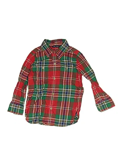 Pre-owned Janie And Jack Kids' Long Sleeve Button Down Shirt In Red