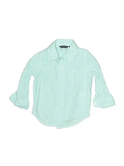 Pre-owned Janie And Jack Babies' Long Sleeve Button Down Shirt In Teal