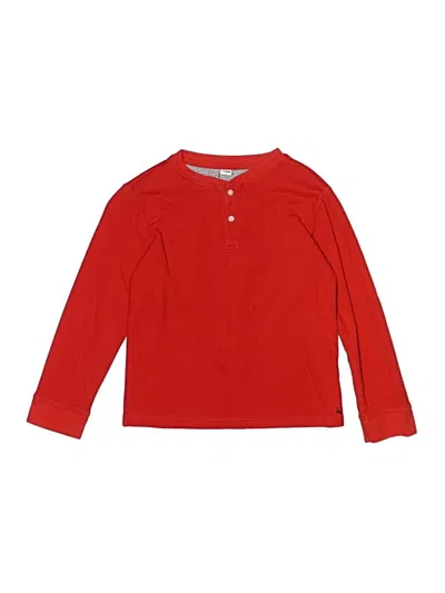 Pre-owned Janie And Jack Kids' Long Sleeve Henley Shirt In Red