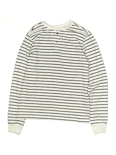 Pre-owned Janie And Jack Kids' Long Sleeve Henley Shirt In White