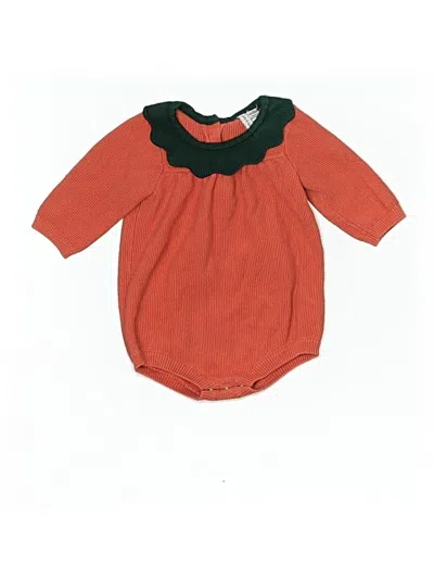 Pre-owned Janie And Jack Babies' Long Sleeve Onesie In Orange