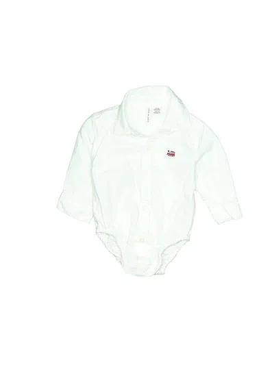 Pre-owned Janie And Jack Babies' Long Sleeve Onesie In White