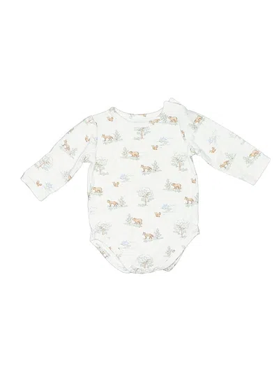 Pre-owned Janie And Jack Babies' Long Sleeve Onesie In White