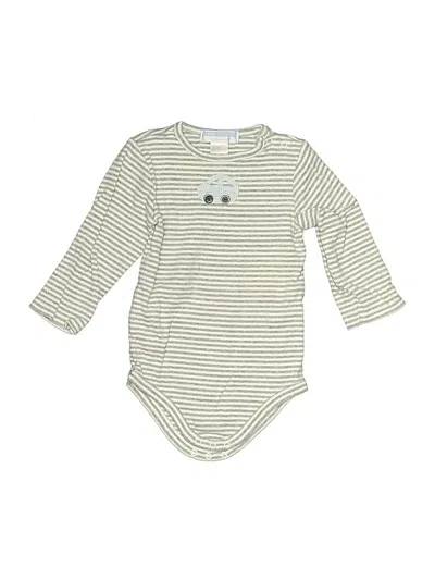 Pre-owned Janie And Jack Kids' Long Sleeve Onesie In White