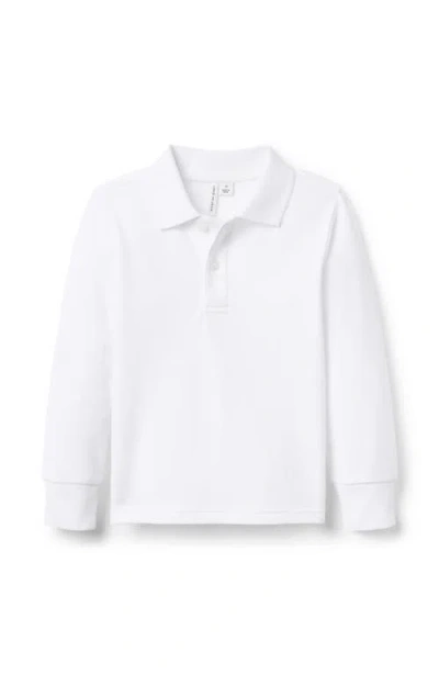 Janie And Jack Babies'  Long Sleeve Pique Polo In White
