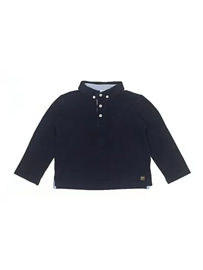 Pre-owned Janie And Jack Kids' Long Sleeve Polo Shirt In Blue