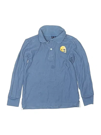 Pre-owned Janie And Jack Kids' Long Sleeve Polo Shirt In Blue