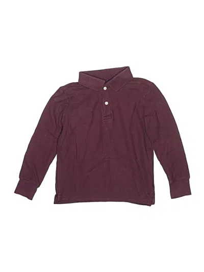 Pre-owned Janie And Jack Kids' Long Sleeve Polo Shirt In Burgundy