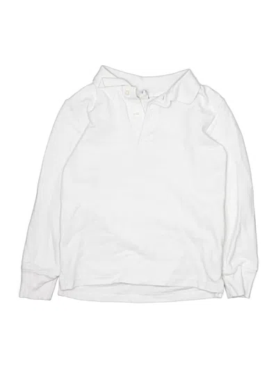 Pre-owned Janie And Jack Kids' Long Sleeve Polo Shirt In White