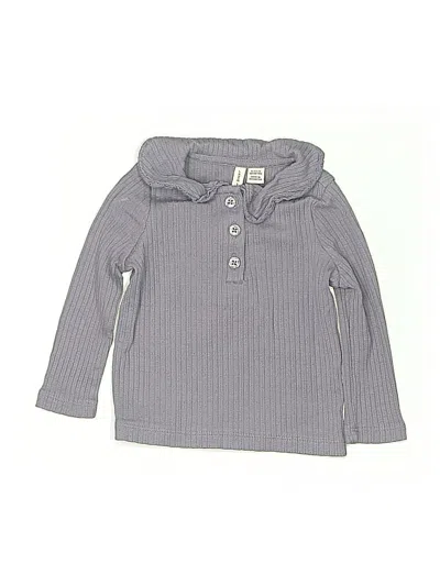 Pre-owned Janie And Jack Babies' Long Sleeve Top Gray Collared Neckline Tops