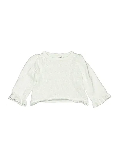 Pre-owned Janie And Jack Babies' Long Sleeve Top Ivory Ruffles Neckline Tops