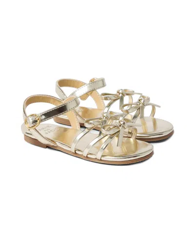 Janie And Jack Metallic Bow Sandal In Gold
