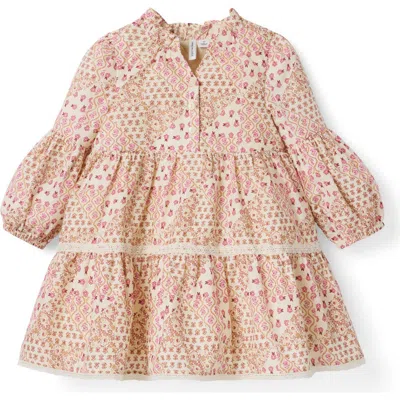 Janie And Jack Babies'  Patchwork  Floral Tiered Dress In Neutral