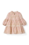 Janie And Jack Patchwork  Floral Tiered Dress In Pink