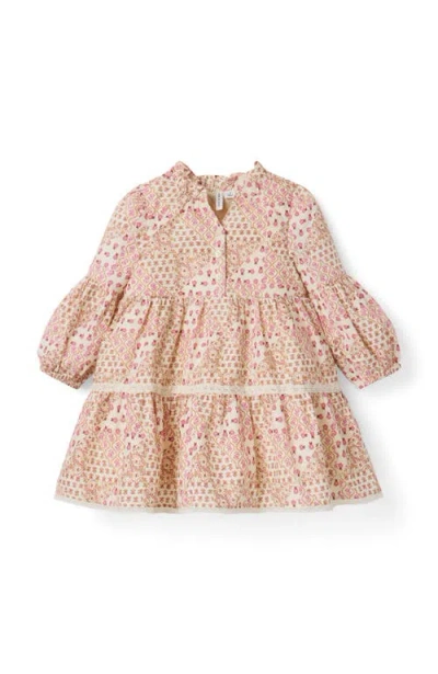 Janie And Jack Babies'  Patchwork  Floral Tiered Dress In Pink
