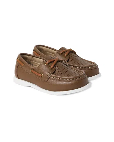 Janie And Jack Perforated Leather Boat Shoe In Multi