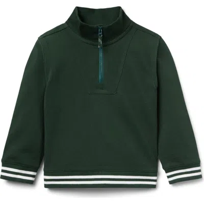 Janie And Jack Kids'  Pique Half Zip Sweatshirt In Green