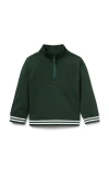 Janie And Jack Pique Half Zip Sweatshirt In Green