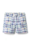 Janie And Jack Plaid Patchwork Pull-on Short In Blue
