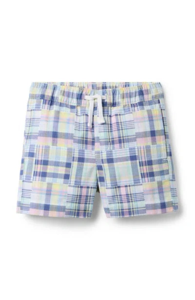 Janie And Jack Babies'  Plaid Patchwork Pull-on Short In Blue