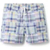Janie And Jack Plaid Patchwork Pull-on Short In Blue