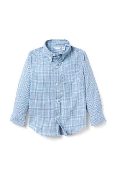 Janie And Jack Kids'  Plaid Poplin Shirt In Blue