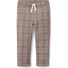 Janie And Jack Plaid Pull-on Pant In Brown