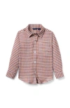 Janie And Jack Plaid Seersucker Twill Shirt In Red