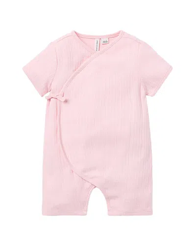 Janie And Jack Pointelle Kimono Romper In Pink