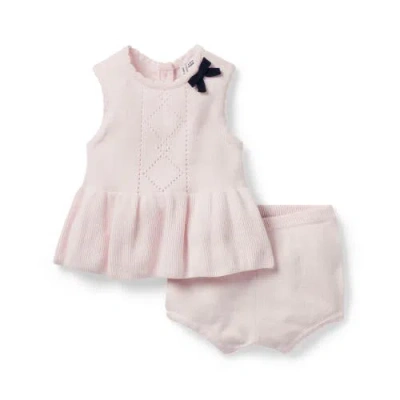 Janie And Jack Babies'  Pointelle Matching Set In Pink