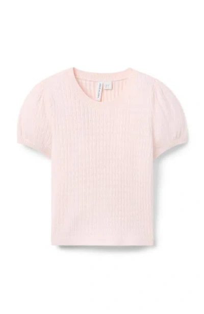 Janie And Jack Kids'  Pointelle Puff Sleeve Top In Pink