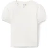 Janie And Jack Pointelle Puff Sleeve Top In White