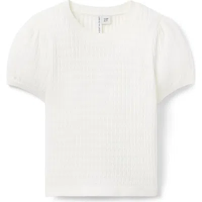 Janie And Jack Kids'  Pointelle Puff Sleeve Top In White