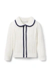 Janie And Jack Pointelle Scalloped Trim Cardigan In Neutral