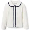 Janie And Jack Pointelle Scalloped Trim Cardigan In White
