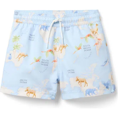 Janie And Jack Babies'  Recycled Animal Map Swim Trunk In Blue