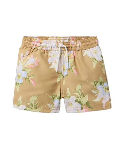 Janie And Jack Recycled Floral Swim Trunk In Brown