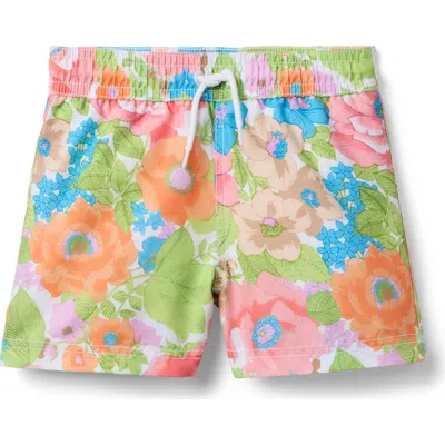 Janie And Jack Babies'  Recycled Floral Swim Trunk In White