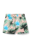 Janie And Jack Recycled Palm Swim Trunk In Pink