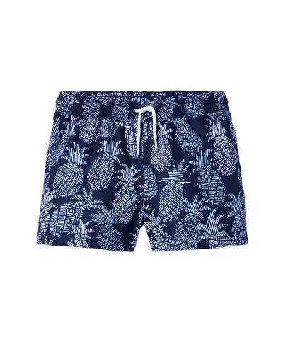 Janie And Jack Kids' Recycled Pineapple Swim Trunk In Blue
