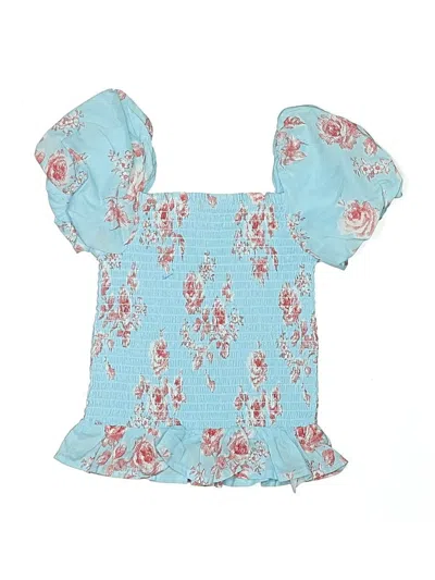 Pre-owned Janie And Jack Kids' Short Sleeve Blouse In Blue