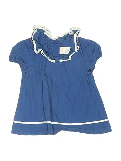 Pre-owned Janie And Jack Kids' Short Sleeve Blouse In Blue