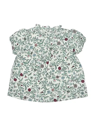 Pre-owned Janie And Jack Kids' Short Sleeve Blouse In Green