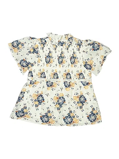 Pre-owned Janie And Jack Kids' Short Sleeve Blouse In Ivory